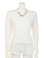 ネックレス付ミラノリブニット/ホワイト