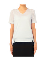 [L]シルクウールVネックニット/グレー系(011)