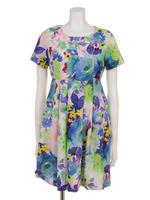 フラワープリントワンピース/ブルー