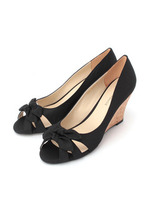 リボンオープントゥウェッジサンダル/ピンク(072)