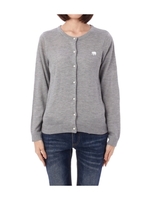 白くま刺しゅうクルーネックニットカーディガン/グレー系(012)