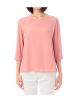 ショルダーレース切り替えブラウス/ピンク系(071)