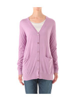 シルクVネックニットカーディガン/パープル系(081)