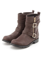 ジップエンジニアブーツ/ブラウン