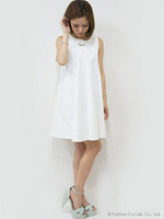 ダブルクロスノースリトラペーズワンピース/オフホワイト