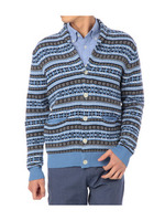 フェアアイル柄ショールカラーカーディガン/ブルー系(492)