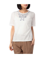 刺しゅう入り天竺半袖Tシャツ/ホワイト(002)