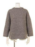 MOHAIR LAME BOUCLE KNIT BOTTLE NECK TOP/GREY