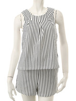 【ECURY】ストライプタックセットアップ/ブラック