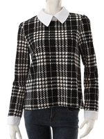 【ECURY】チェックドッキングトップス/ブラック