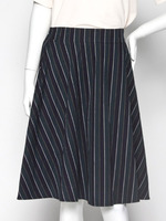 【人気ブロガー桃さん着用】ストライプフレアスカート/グリーン