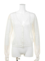 ハイツイストヤーンショートカーデ/WHT