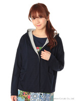 リバーシブルフード付きカーディガン/杢グレー