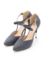 リボン付ゴールドヒール/ネイビー