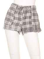 【4OUR DREAMERS】LINEN PLAID DRASTRING SHORTS/GREY