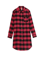 【L】バッファローチェックロングチュニックシャツ/オレンジ系(269)
