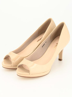 【atm&atg】atm&atgオープントゥシャイニーヒールパンプス/BG