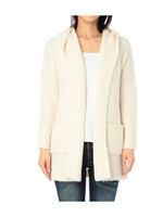 フード付ブークレニットカーディガン/オフホワイト(003)