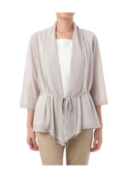 ベルト付き七分袖カーディガン/グレー系(012)