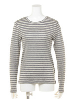 ボーダー柄トップス/グレー