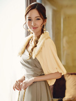 ラビットファー付シフォンボレロ/ベージュオークル