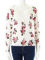 【ECURY】フラワーニットカーディガン/ホワイト