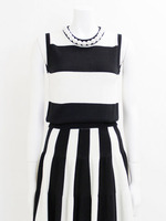 【宮田聡子さんカタログ着用】ボーダーパールトップス/ブラック