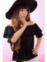 エアリー美フリル2WAYトップス/ブラック