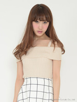 オフショルニットトップス/ベージュ
