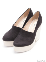 バイカラーソールパンプス/BLK