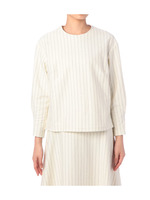 ペンシルストライプクルーネックカットソー/ホワイト(303)