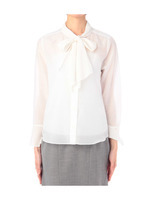 綿シルクボウタイブラウス/ブラック(019)