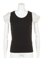 12Gギンガムチェックフレンチスリーブプルオーバー/ブラック