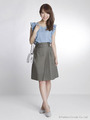Aライン変形ラップスカート/カーキ