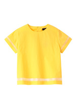 [L]オーガンジー切り替えブラウス/イエロー系(031)