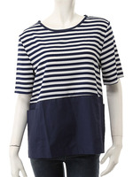 【ECURY】ボーダー切替チュニック/ネイビー