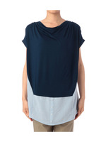 ゆるシャツレイヤード風プルオーバー/ネイビー系(093)