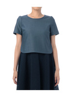 ストレッチデニム風プルオーバー/ブルー系(092)