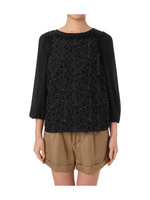 フラワーコードレースブラウス/ブラック(019)