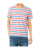 ヘリンボンボーダーTシャツ/レッド系(162)