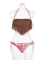 【NATURAL BEAUTY RESORT】無地フリンジ×レトロフラワー/ラベンダー