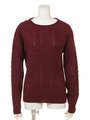 ケーブルニットトップス/ボルドー