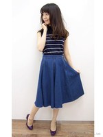 デニムフレアスカート/ブルー