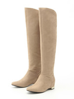 ビジューヒールニーハイブーツ/チャコール