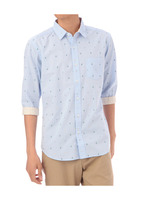 ヨット柄5分袖シャツ/ブルー系(091)