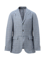 ヴィンテージリネンチェックジャケット/ブルー系(292)