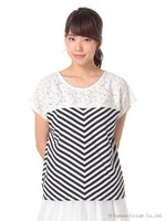 ・レース切替えボーダープルオーバー/Yellow