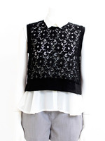 【ニュースペーパー掲載アイテム】レースプルオーバー×ブラウスSET/ブラック