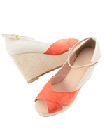 オープントゥクロスジュートストラップ付きサンダル/オレンジ