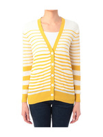 ダブルピッチボーダーニットカーディガン/レッド系(062)